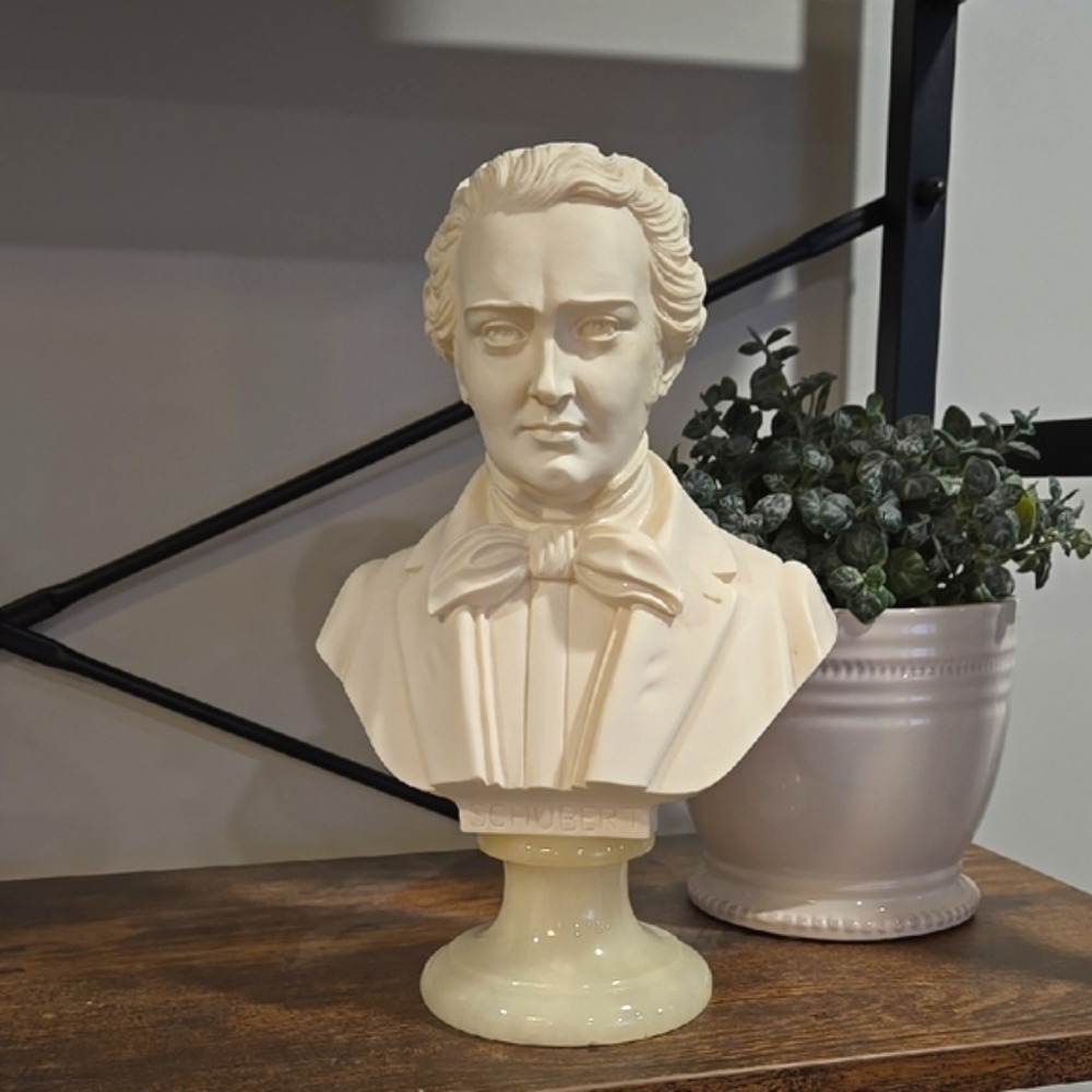 Vintage Franz  Schubert Molded Plaster Bust By Alfo Giannelli Italian Alabaster